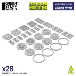 Green Stuff World: Modern & Sci-fi - Pokrywy studzienek - 28 elementów  (Manhole Covers)