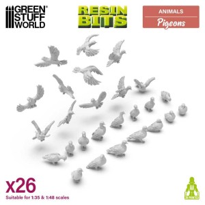 Green Stuff World: Animals - Gołębie - 26 elementów  (Pigeons)