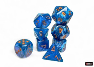 Kości Chessex - zestaw 7+1 kostek Lab Dice - Borealis Midnight/Copper