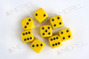 Kości Chessex - kostka k6 12mm Opaque Yellow/black