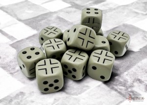 Kości Chessex - kostka k6 16mm - Germany War Opaque Dark Grey/black