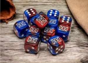 Kości Chessex - kostka k6 16mm - Great Britain War Gemini Blue-Red/white
