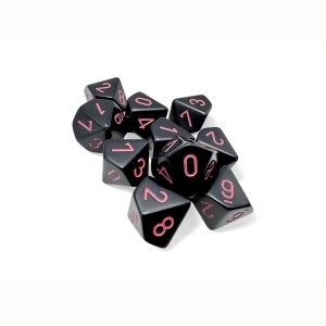 Kości Chessex - kostka k10 - Opaque Black/Pink