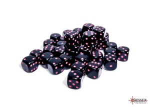 Kości Chessex - kostka k6 12mm - Opaque Black/pink
