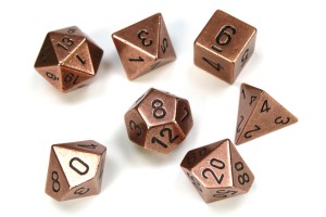 Kości Chessex - zestaw 7 kostek Solid Metal - Copper