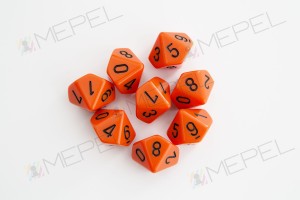 Kości Chessex - kostka k10 Opaque Orange/black