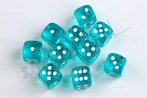 Kości Chessex - kostka k6 12mm Translucent Teal/white