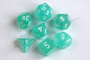 Kości Chessex - zestaw 7 kostek Frosted Teal/white