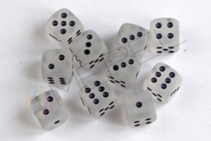 Kości Chessex - kostka k6 12mm Frosted Clear/black
