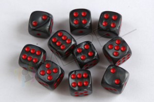 Kości Chessex - kostka k6 12mm Velvet Black/red