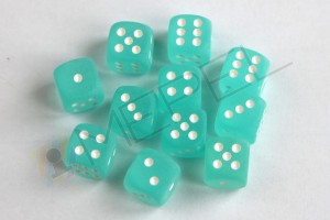 Kości Chessex - kostka k6 12mm Frosted Teal/white