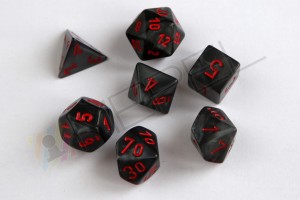 Kości Chessex - zestaw 7 kostek Velvet Black/red