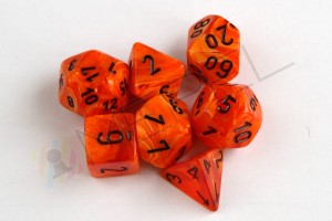 Kości Chessex - zestaw 7 kostek Vortex Orange/black