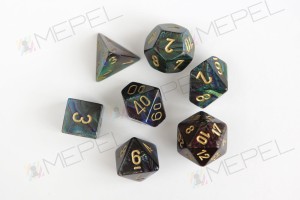 Kości Chessex - zestaw 7 kostek Lustrous Shadow/gold