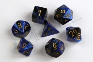 Kości Chessex - zestaw 7 kostek Gemini Black-Blue/gold