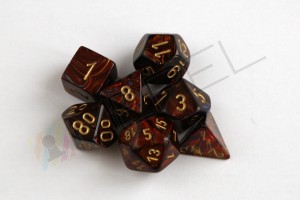 Kości Chessex - zestaw 7 kostek Scarab Blue Blood/gold