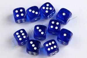 Kości Chessex - kostka k6 12mm Translucent Blue/White