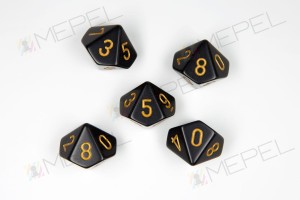 Kości Chessex - kostka k10 Opaque Black/gold