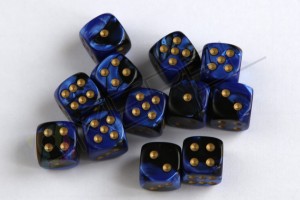 Kości Chessex - kostka k6 12mm Gemini Black-Blue/gold