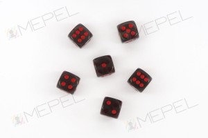 Kości Chessex - kostka k6 16mm Translucent Smoke/red