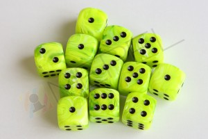 Kości Chessex - kostka k6 16mm Vortex Bright Green/black