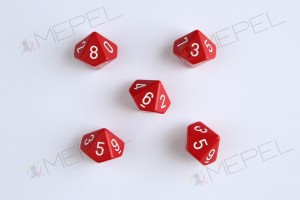 Kości Chessex - kostka k10 Opaque Red/white