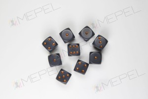 Kości Chessex - kostka k6 12mm Opaque Dark Grey/copper