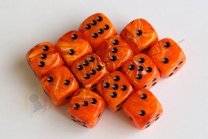 Kości Chessex - kostka k6 16mm Vortex Orange/black