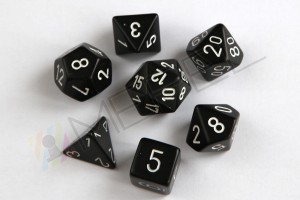 Kości Chessex - zestaw 7 kostek Opaque Black/white