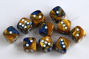 Kości Chessex - kostka k6 12mm Gemini Blue-Gold/white