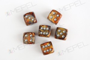 Kości Chessex - kostka k6 16mm Lustrous Gold/silver