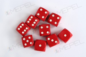 Kości Chessex - kostka k6 12mm Opaque Red/white