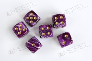 Kości Chessex - kostka k6 16mm Vortex Purple/gold