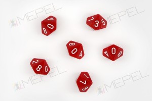 Kość/kostka do gry k10 (0-9) - czerwona