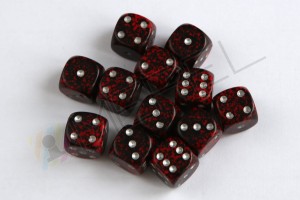 Kości Chessex - kostka k6 12mm Speckled Silver Volcano