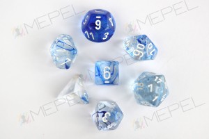Kości Chessex - zestaw 7 kostek Nebula Dark Blue/white