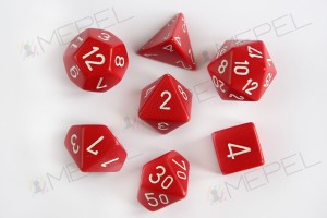 Kości Chessex - zestaw 7 kostek Opaque Red/white