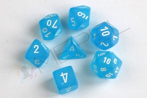 Kości Chessex - zestaw 7 kostek Frosted Caribbean Blue/white