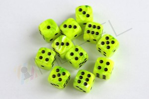 Kości Chessex - kostka k6 12mm Vortex Bright Green/black