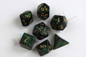 Kości Chessex - zestaw 7 kostek Scarab Jade/gold