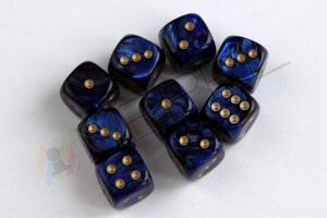 Kości Chessex - kostka k6 12mm Scarab Royal Blue/gold