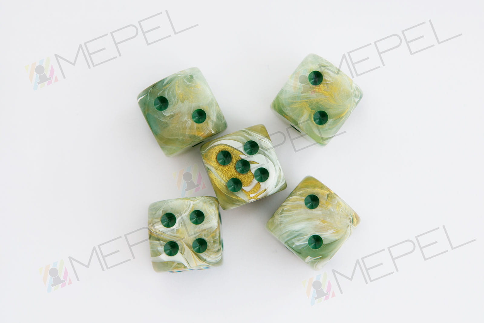 Kości Chessex - kostka k6 16mm Marble Green/dark green