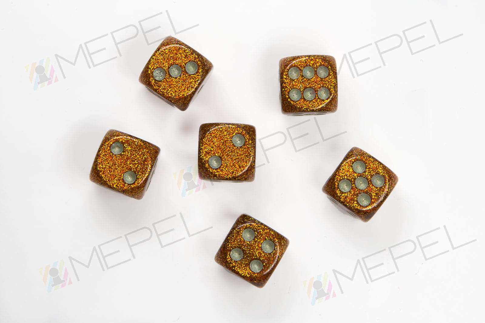 Kości Chessex - kostka k6 16mm Glitter Gold/silver