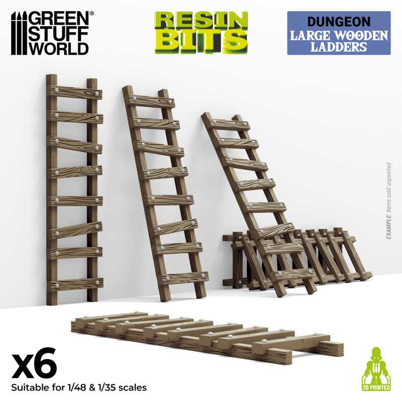 Green Stuff World: Dungeons & Fantasy - Large Wooden Ladders (6 pcs)