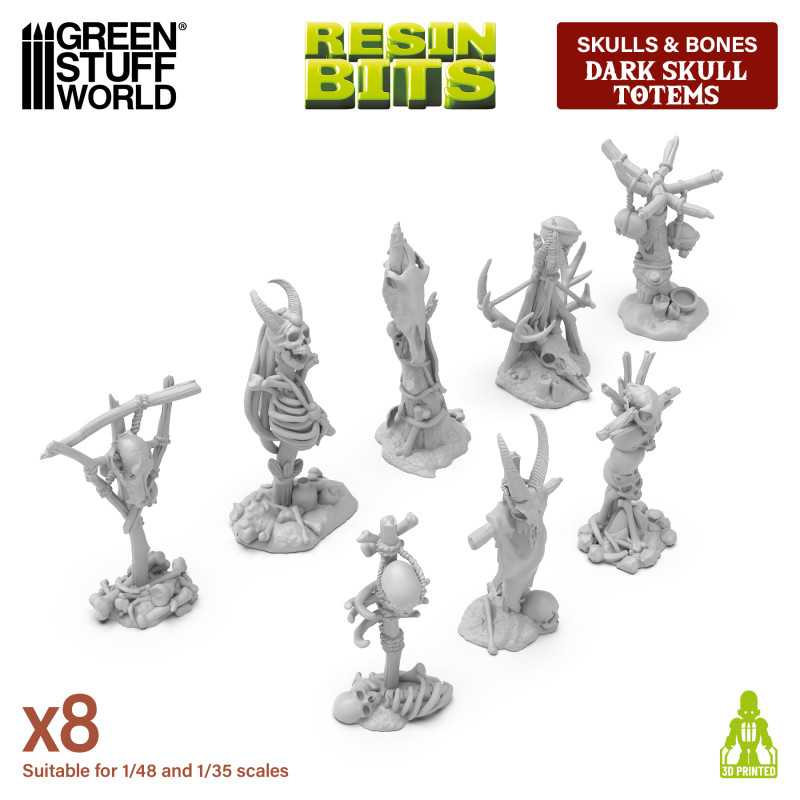 Green Stuff World: Skulls & Bones - Dark Skull Totems (8 elementów)