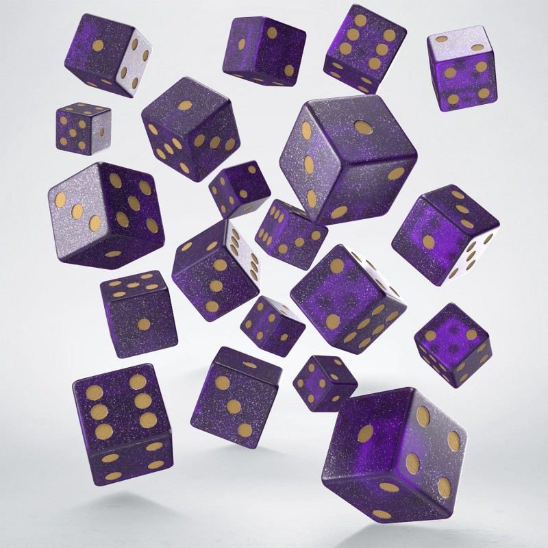 Full Pack of D6 Dice Shiny Purple Gold 16mm