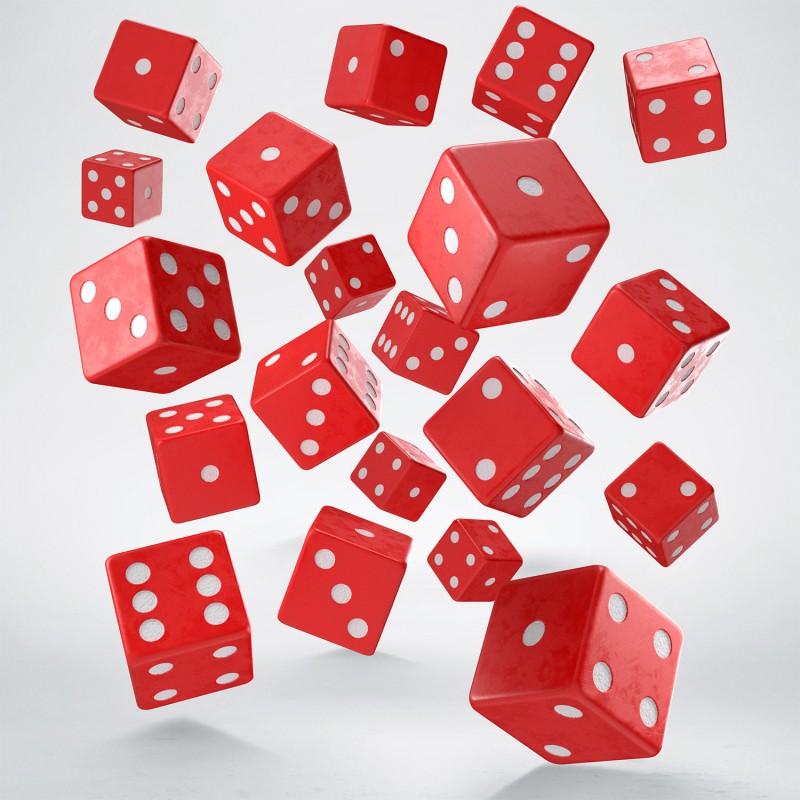 Full Pack of D6 Dice Red and White 16mm