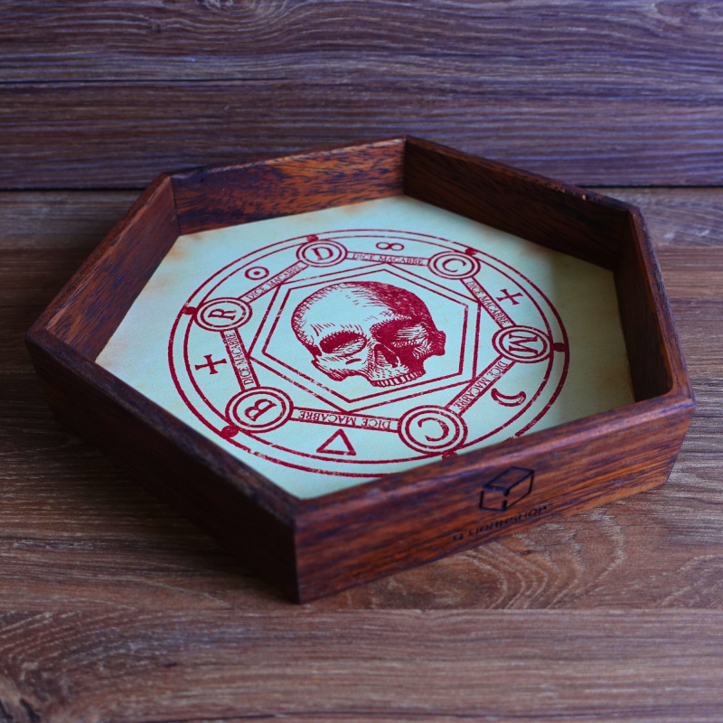 Wooden Dice Tray - Macabre