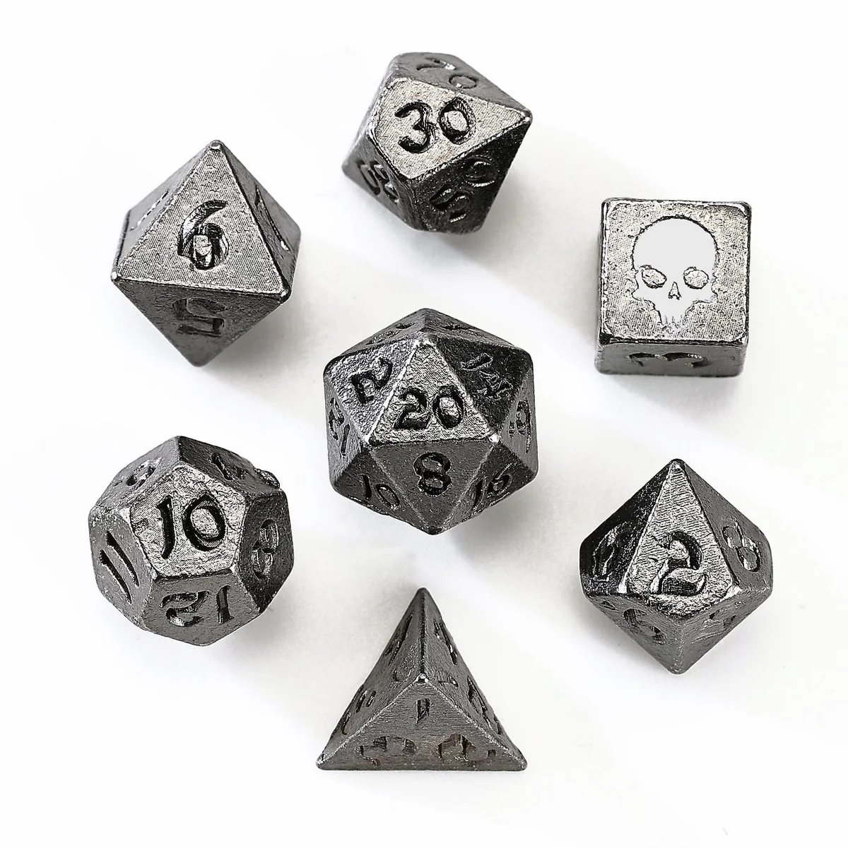 Unseelie Mini Metal RPG Dice Set - Gunmetal