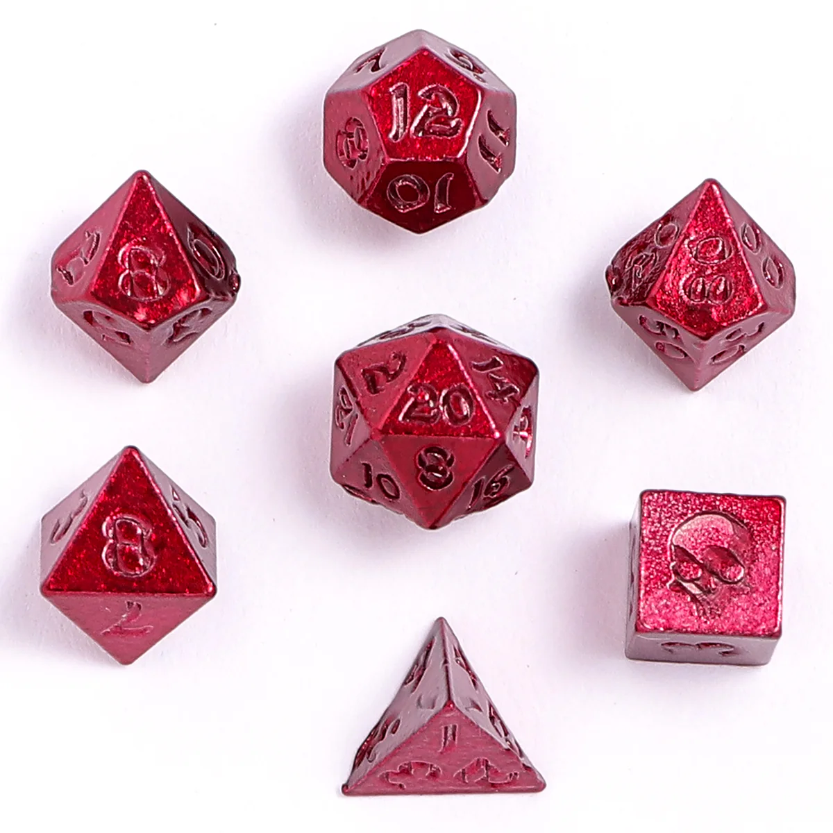 Unseelie Mini Metal RPG Dice Set - Red